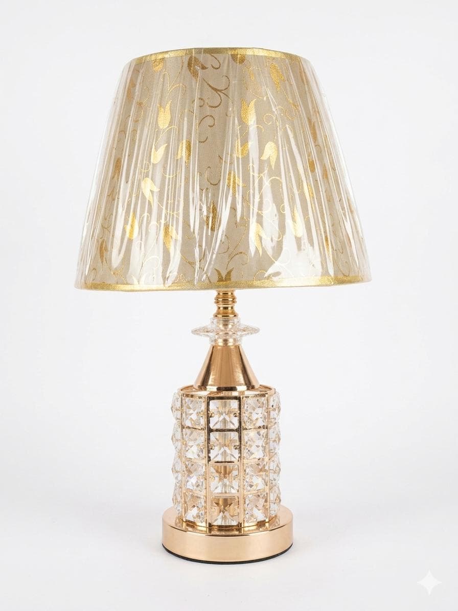 Crystal Base & Patterned Shade Lamp