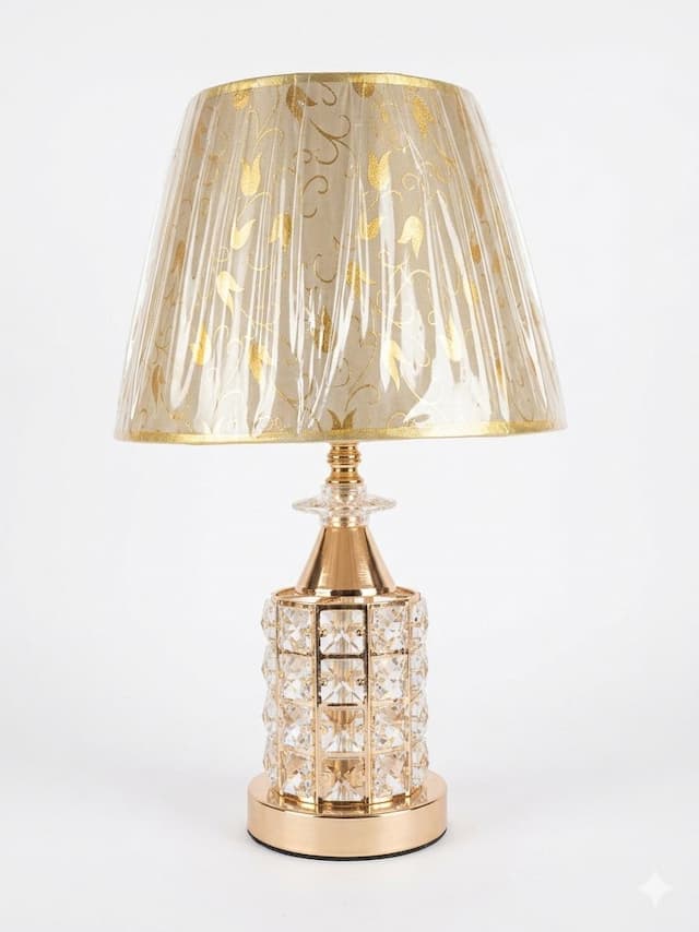 Crystal Base & Patterned Shade Lamp