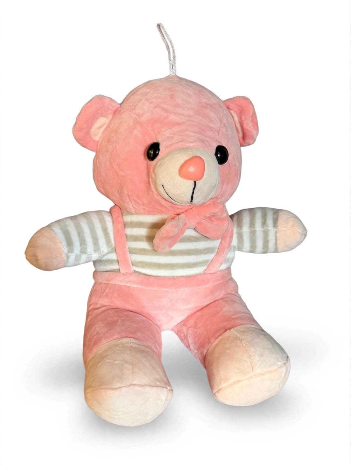 Striped Dungaree Pink Teddy Bear
